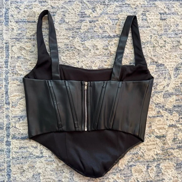 Revolve x Remi Faux Leather Bustier Top Black XS NWOT - Picture 2 of 3